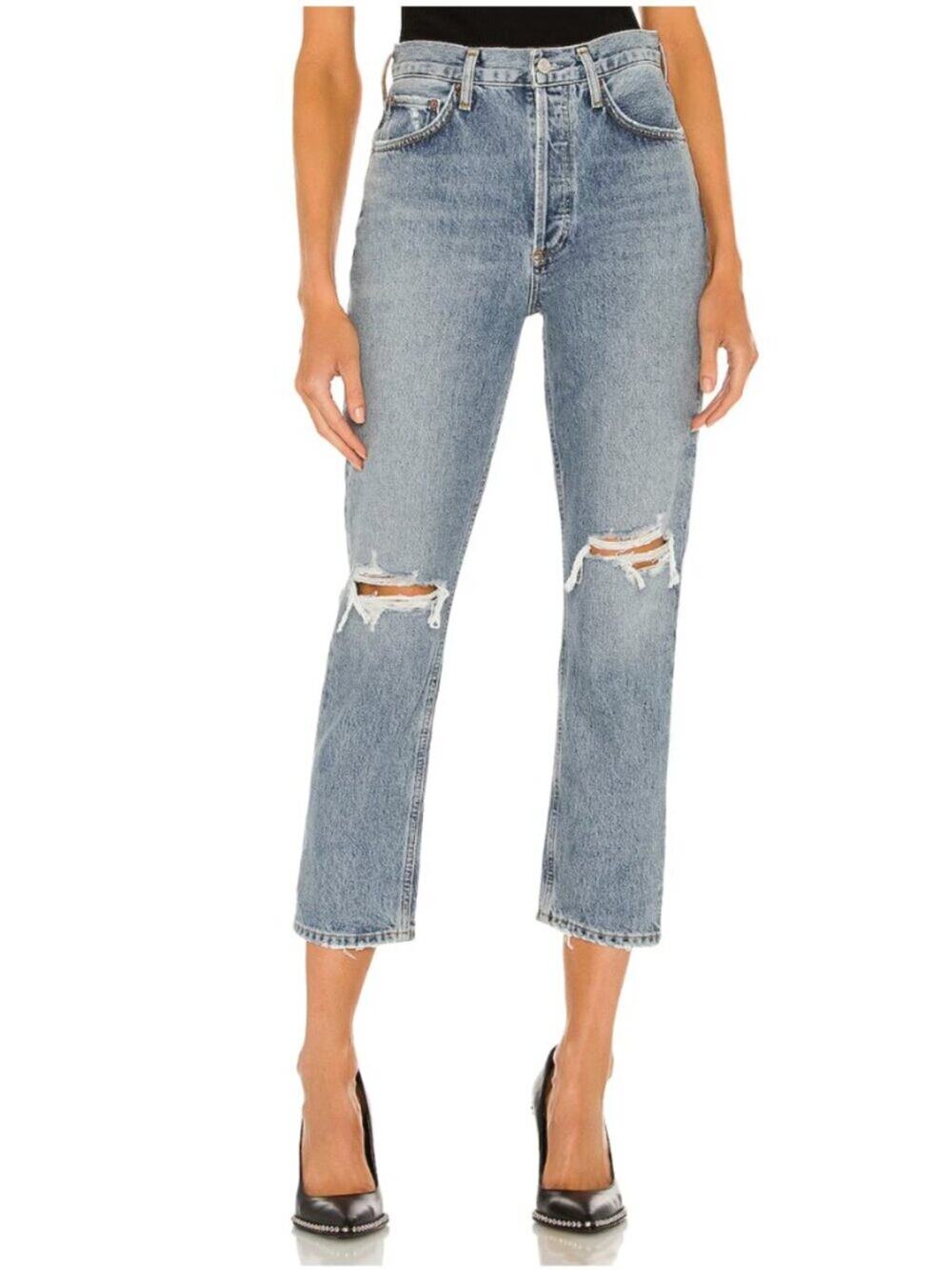AGOLDE Riley High Rise Straight Crop Jeans in Escalate Wash